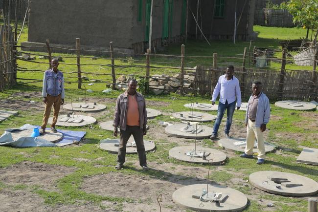 USAID Transform WASH Programme: Latrine slab construction in Shashego woreda, SNNPR, Ethiopia.