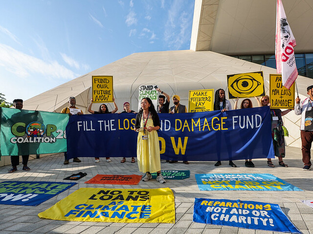Fill the Loss & Damage Fund Now! Action by DIGO BIKAS INSTITUTE at UNCCC COP28, Dubai, 4 Dec 2023. C