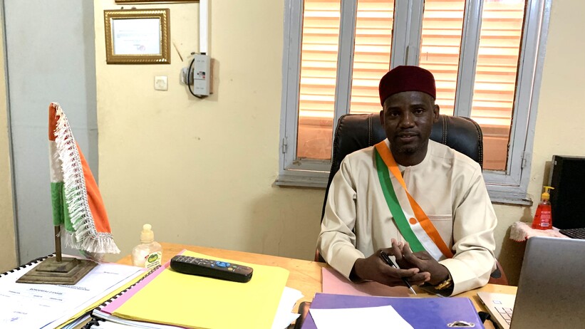 alassan tsahirou in his office in kornaka, niger