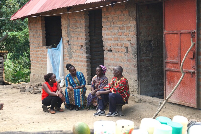 Stella Kwebiha visiting a household in Kicwamba sub-county