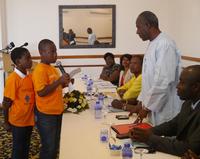 Leadership of the Children and Youth Forum presentaing their communique to the Minister
